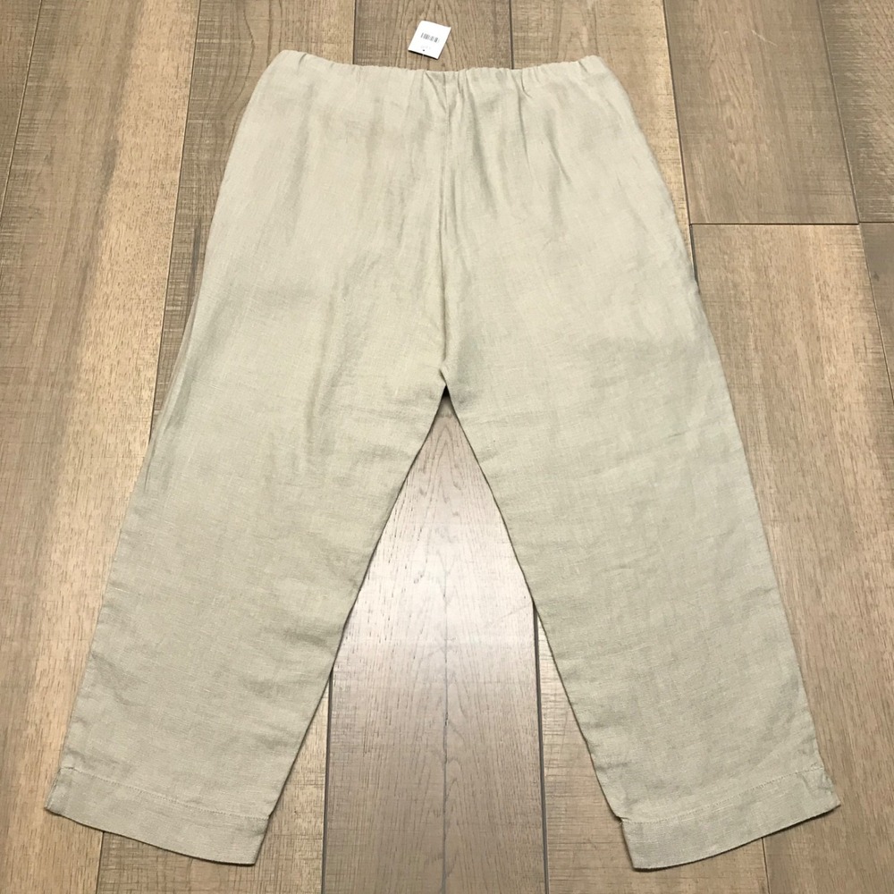 J. Jill Pants Love Linen Womens Size S Beige Pull On Elastic Beach Old Money NEW - Picture 2 of 11